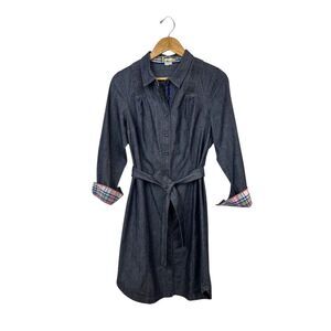 Boden Women's Tall Blue Chambray Denim Shirt Dress Size 10 Knee Length